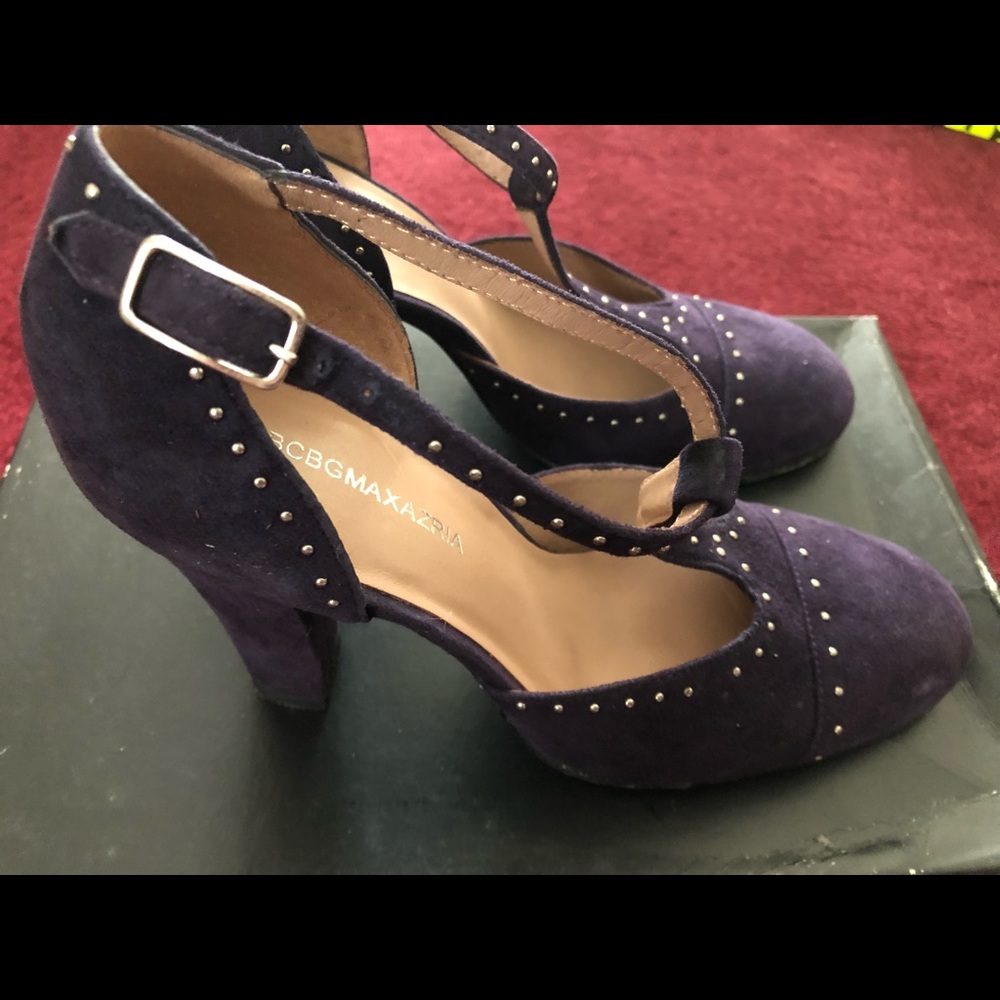 BCBG Maxazria purple suede heels